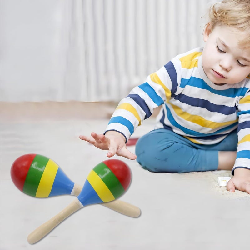 Cheerock Wooden Maracas Set, Latin Salsa Rumba Shakers, Hand Percussion Rattles for Rhythm and Music Making, Ideal for Bands, Ensembles, Classrooms and Parties, Pack of 2 - Image 3